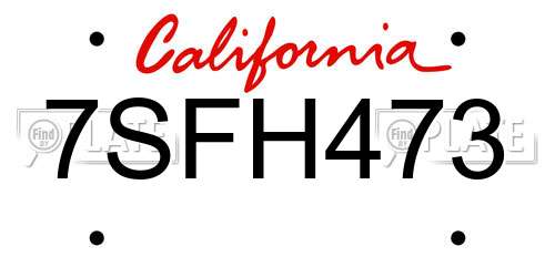 7SFH473 California License Plate