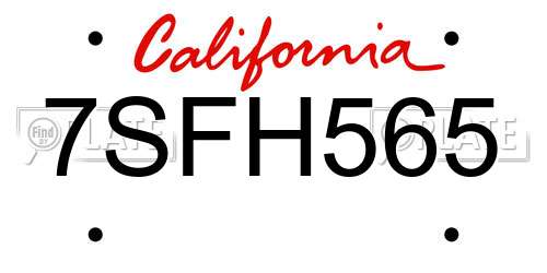 7SFH565 California License Plate