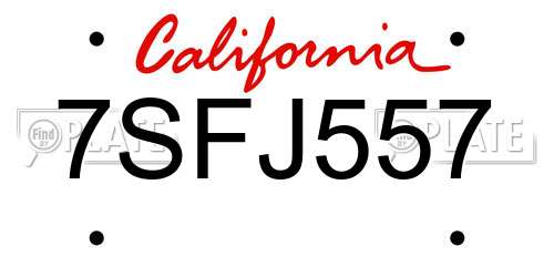 7SFJ557 California License Plate