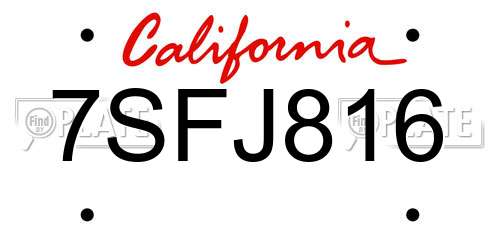 7SFJ816 California License Plate