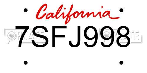 7SFJ998 California License Plate