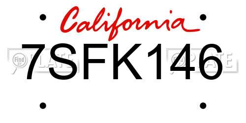 7SFK146 California License Plate