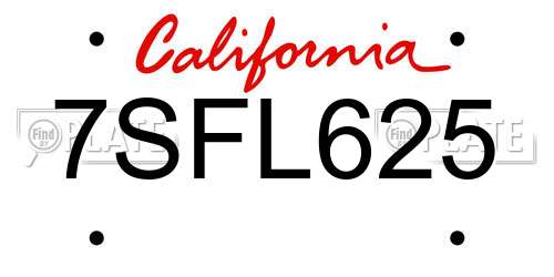 7SFL625 California License Plate