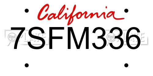 7SFM336 California License Plate