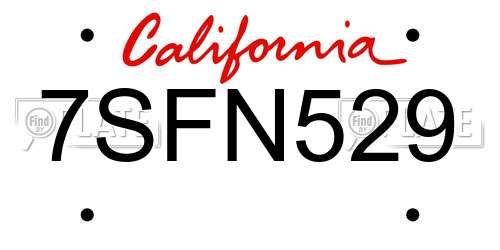 7SFN529 California License Plate