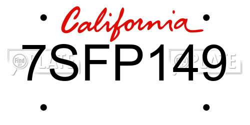 7SFP149 California License Plate