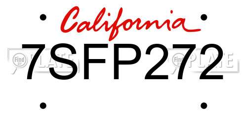 7SFP272 California License Plate