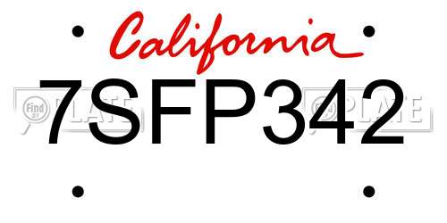 7SFP342 California License Plate