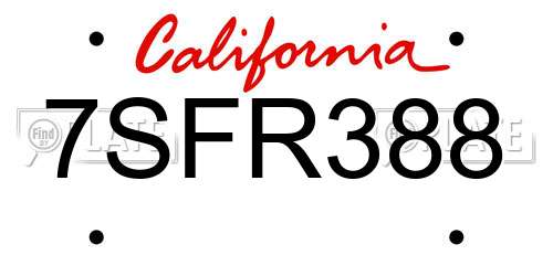 7SFR388 California License Plate