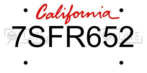 7SFR652 California License Plate