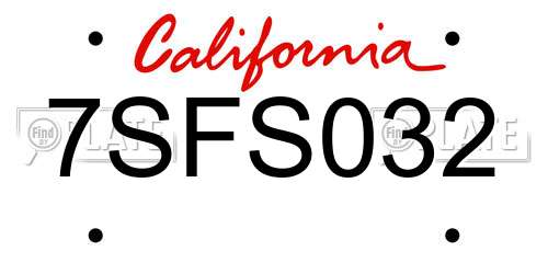 7SFS032 California License Plate