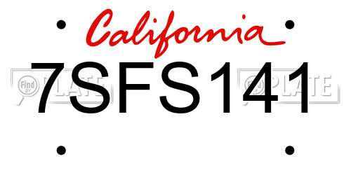 7SFS141 California License Plate