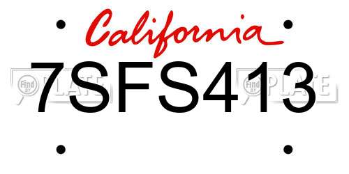 7SFS413 California License Plate