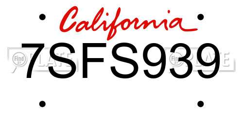 7SFS939 California License Plate