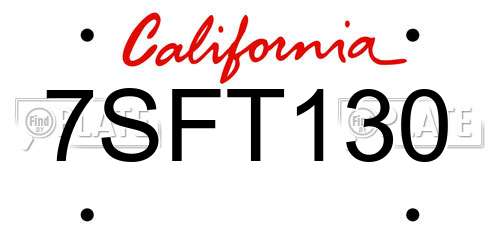 7SFT130 California License Plate