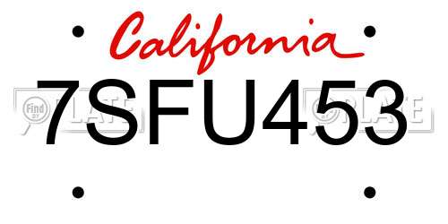 7SFU453 California License Plate