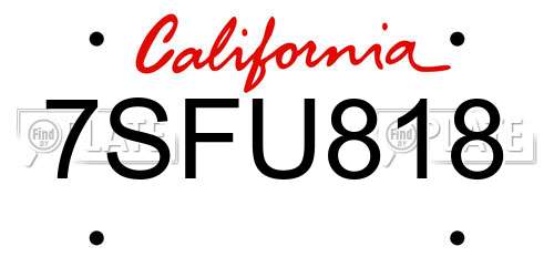 7SFU818 California License Plate