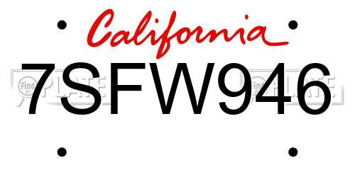 7SFW946 California License Plate