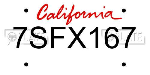 7SFX167 California License Plate