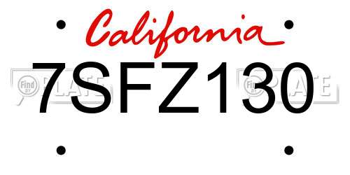 7SFZ130 California License Plate