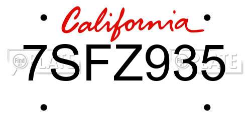 7SFZ935 California License Plate