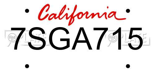 7SGA715 California License Plate