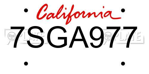 7SGA977 California License Plate