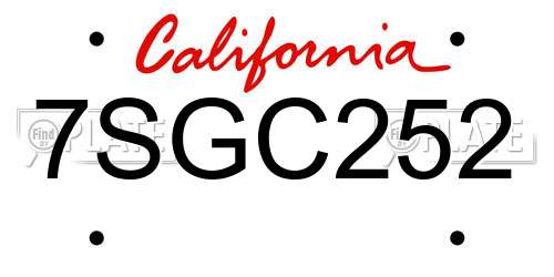 7SGC252 California License Plate