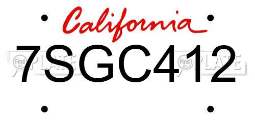 7SGC412 California License Plate