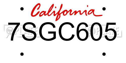 7SGC605 California License Plate