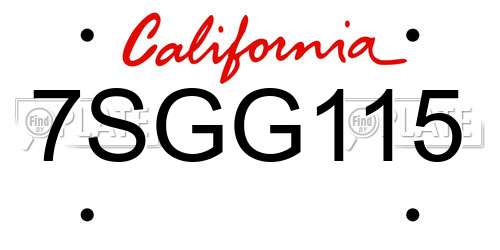 7SGG115 California License Plate