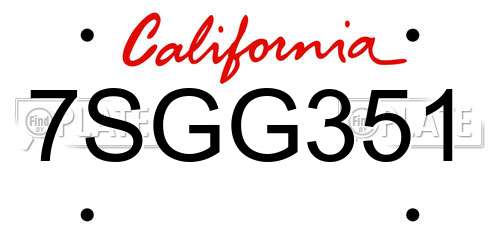 7SGG351 California License Plate