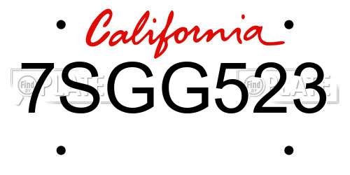7SGG523 California License Plate