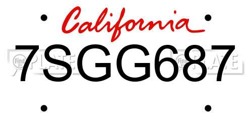 7SGG687 California License Plate