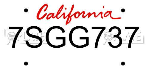 7SGG737 California License Plate