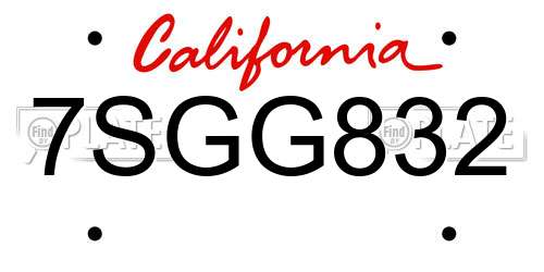 7SGG832 California License Plate