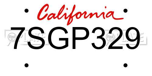 7SGP329 California License Plate