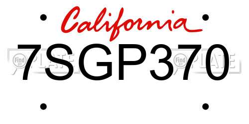 7SGP370 California License Plate