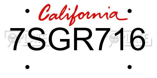 7SGR716 California License Plate