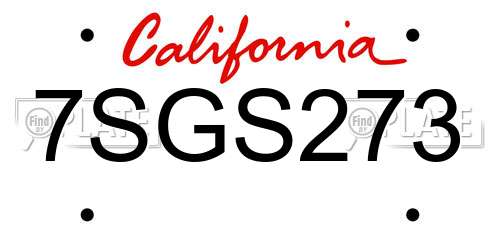 7SGS273 California License Plate