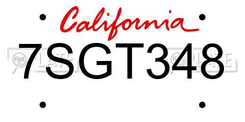 7SGT348 California License Plate