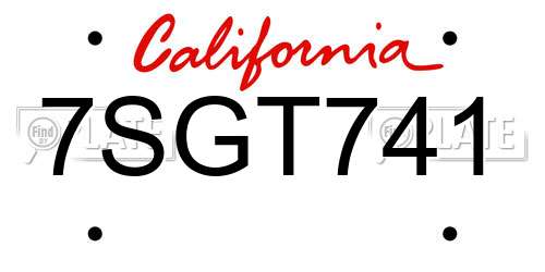 7SGT741 California License Plate