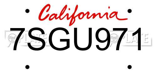7SGU971 California License Plate