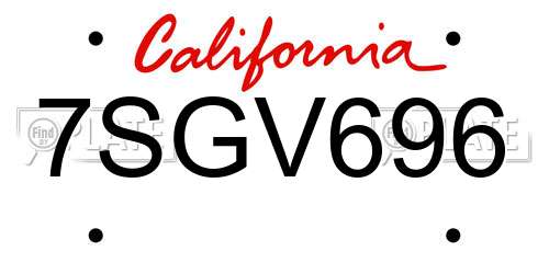 7SGV696 California License Plate