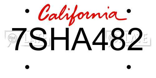 7SHA482 California License Plate