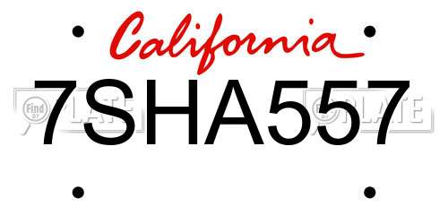 7SHA557 California License Plate
