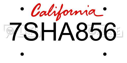 7SHA856 California License Plate