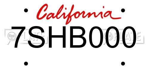 7SHB000 California License Plate