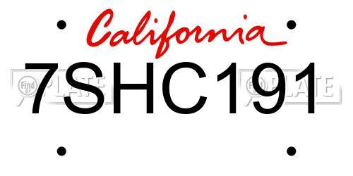 7SHC191 California License Plate