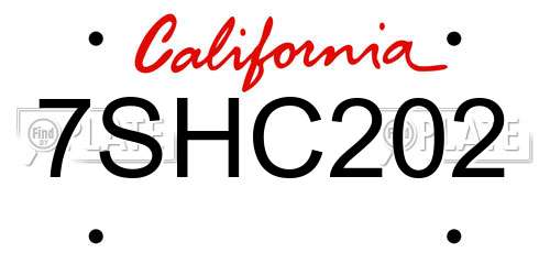 7SHC202 California License Plate